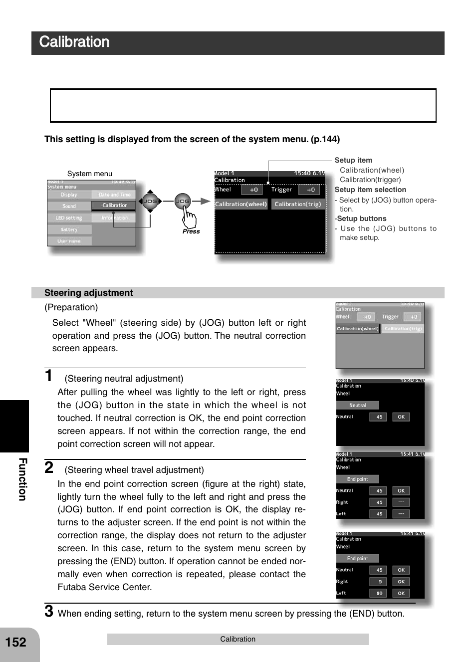 Calibration | Futaba 4PX 2.4GHz FASST T-FHSS S-FHSS User Manual | Page 152 / 164