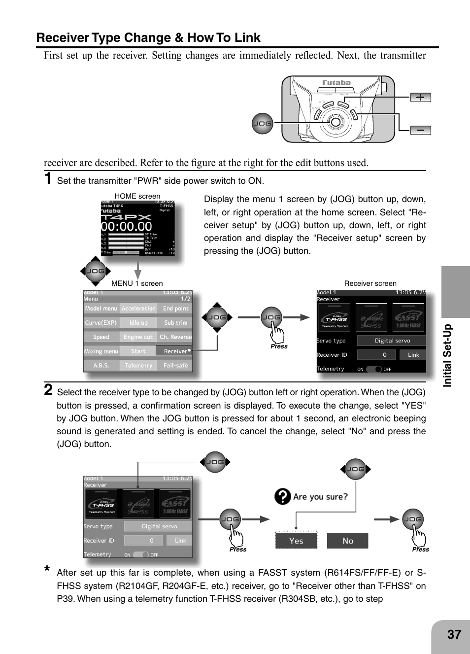 Receiver type change & how to link | Futaba 4PX 2.4GHz FASST T-FHSS S-FHSS User Manual | Page 37 / 164