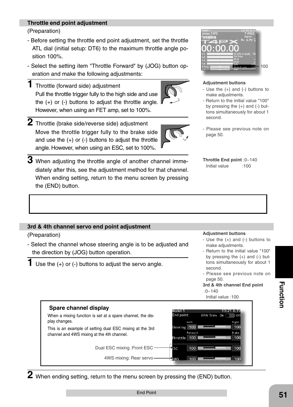 Fu n c tio n | Futaba 4PX 2.4GHz FASST T-FHSS S-FHSS User Manual | Page 51 / 164