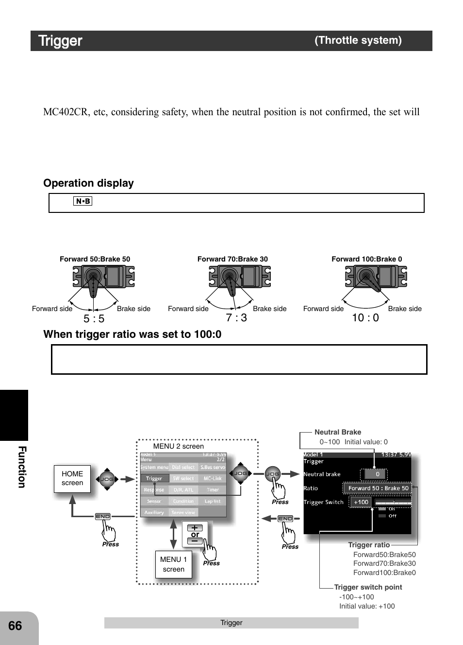 Trigger, Fu n c tio n | Futaba 4PX 2.4GHz FASST T-FHSS S-FHSS User Manual | Page 66 / 164