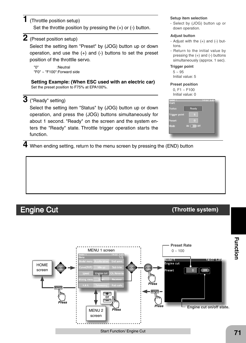 Engine cut | Futaba 4PX 2.4GHz FASST T-FHSS S-FHSS User Manual | Page 71 / 164