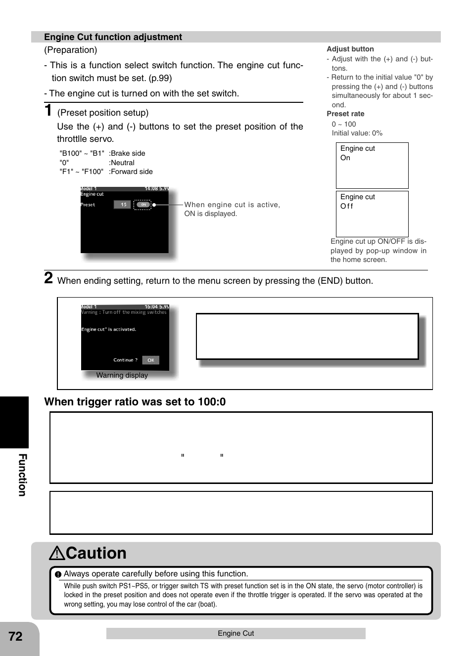 Caution | Futaba 4PX 2.4GHz FASST T-FHSS S-FHSS User Manual | Page 72 / 164