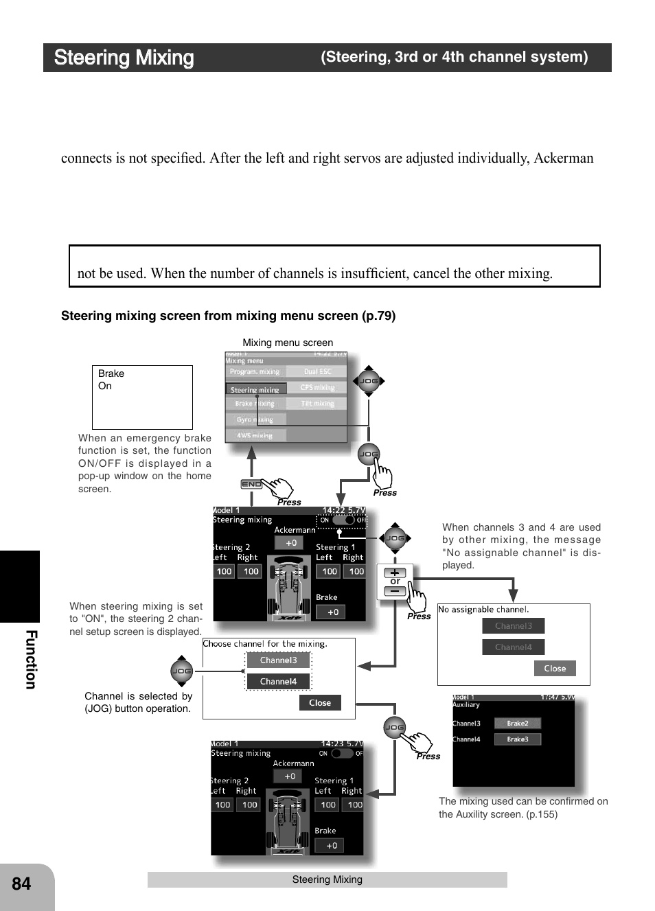 Steering mixing, Fu n c tio n | Futaba 4PX 2.4GHz FASST T-FHSS S-FHSS User Manual | Page 84 / 164