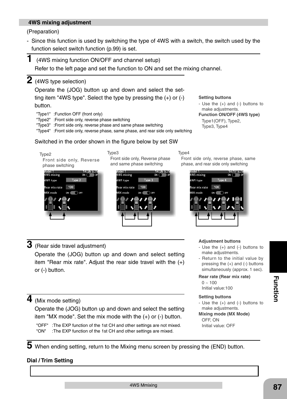 Fu n c tio n | Futaba 4PX 2.4GHz FASST T-FHSS S-FHSS User Manual | Page 87 / 164