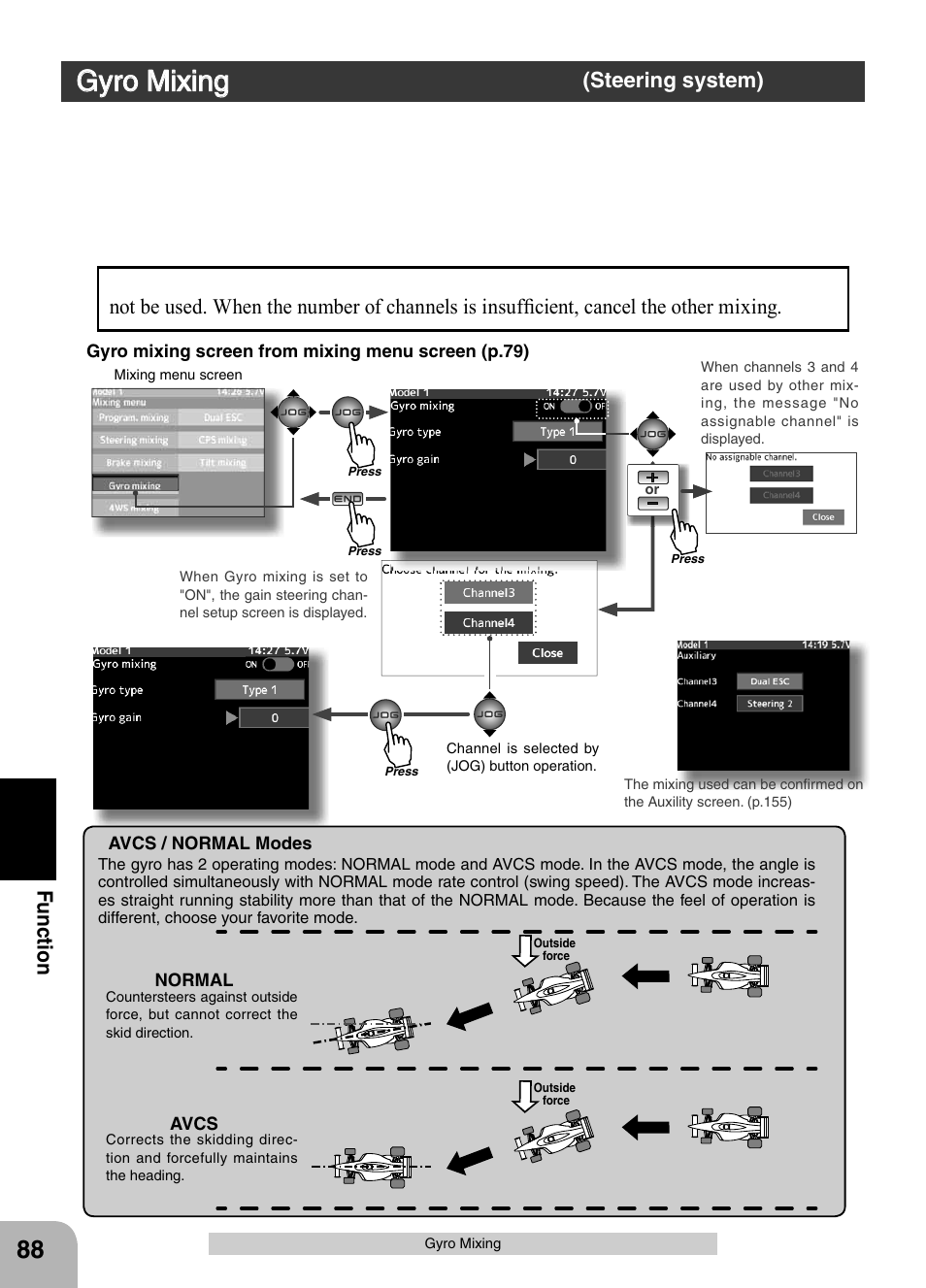 Gyro mixing, Steering system) | Futaba 4PX 2.4GHz FASST T-FHSS S-FHSS User Manual | Page 88 / 164
