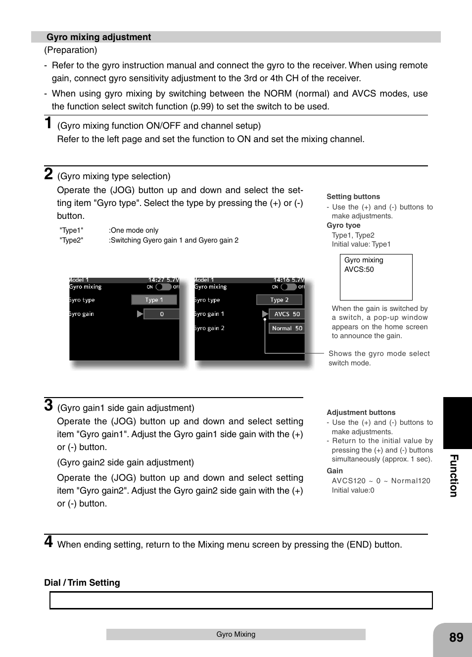 Fu n c tio n | Futaba 4PX 2.4GHz FASST T-FHSS S-FHSS User Manual | Page 89 / 164