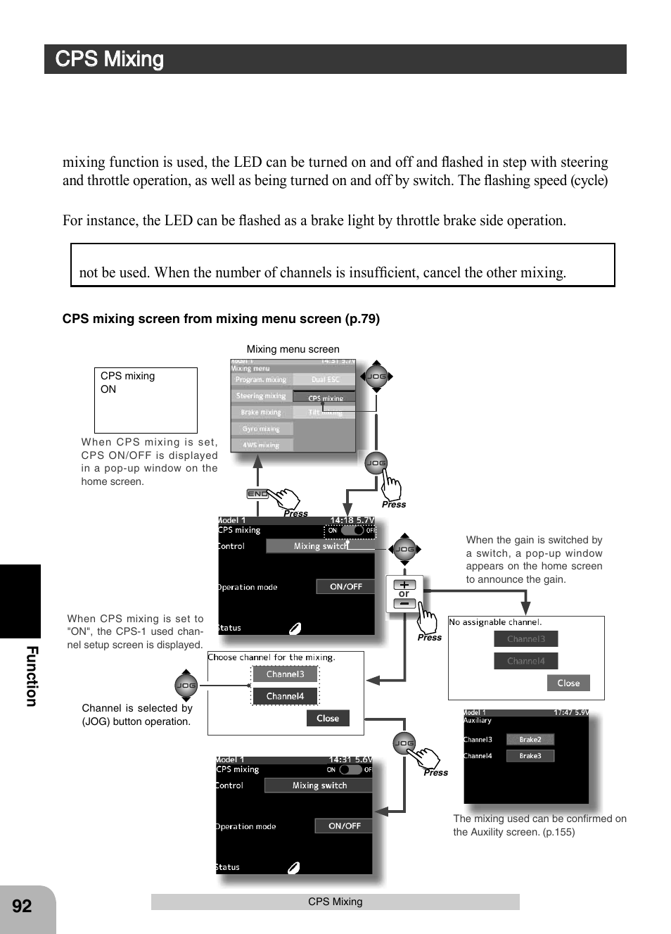Cps mixing, Fu n c tio n | Futaba 4PX 2.4GHz FASST T-FHSS S-FHSS User Manual | Page 92 / 164