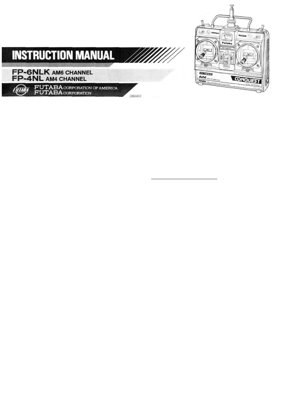 Futaba 6NLK AM User Manual | 6 pages