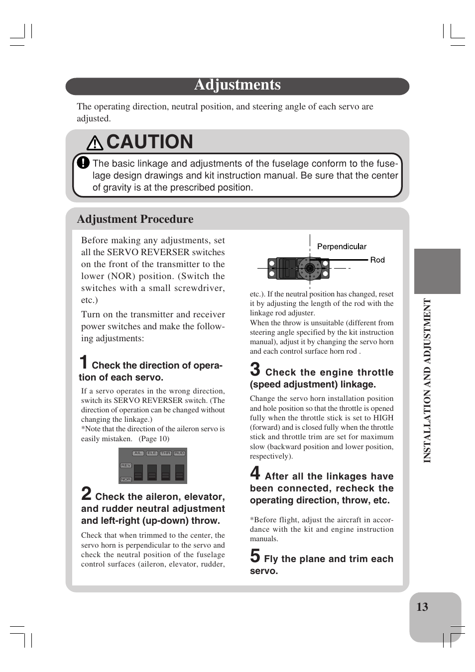 Caution, Adjustments | Futaba 4YBF User Manual | Page 14 / 21