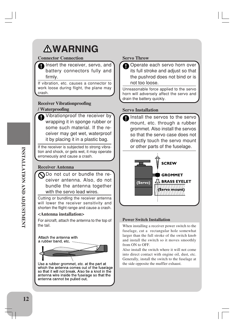 Warning | Futaba 4YF User Manual | Page 13 / 21