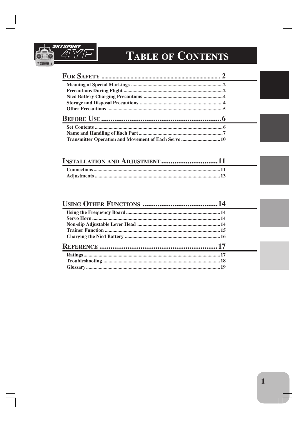 Able, Ontents | Futaba 4YF User Manual | Page 2 / 21