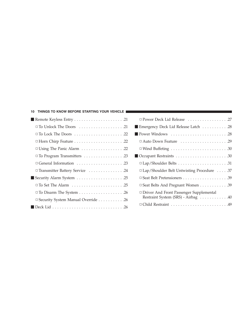 Chrysler 2005 PT Cruiser Convertible User Manual | Page 10 / 360