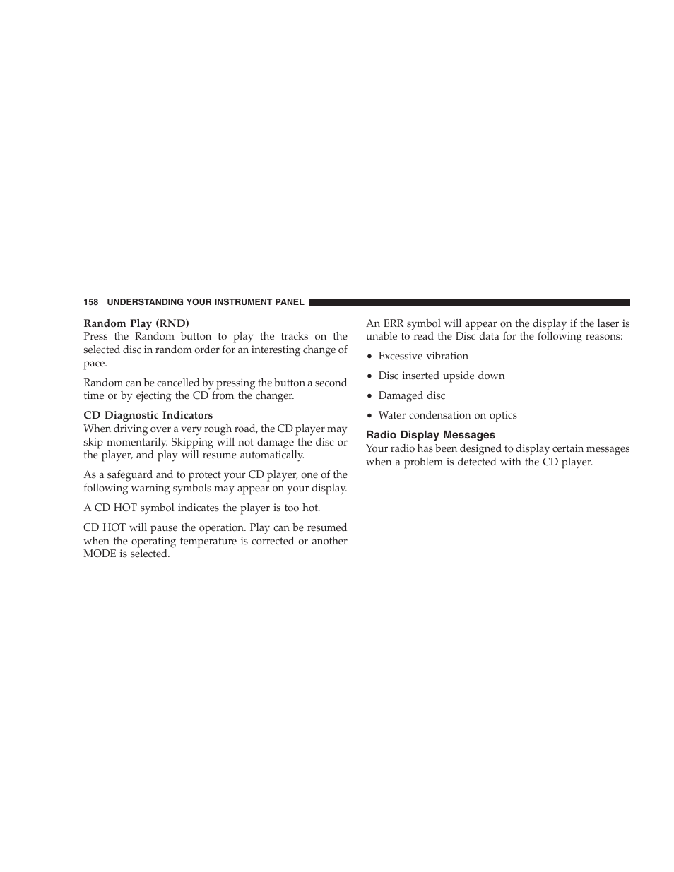 Radio display messages | Chrysler 2005 PT Cruiser Convertible User Manual | Page 158 / 360