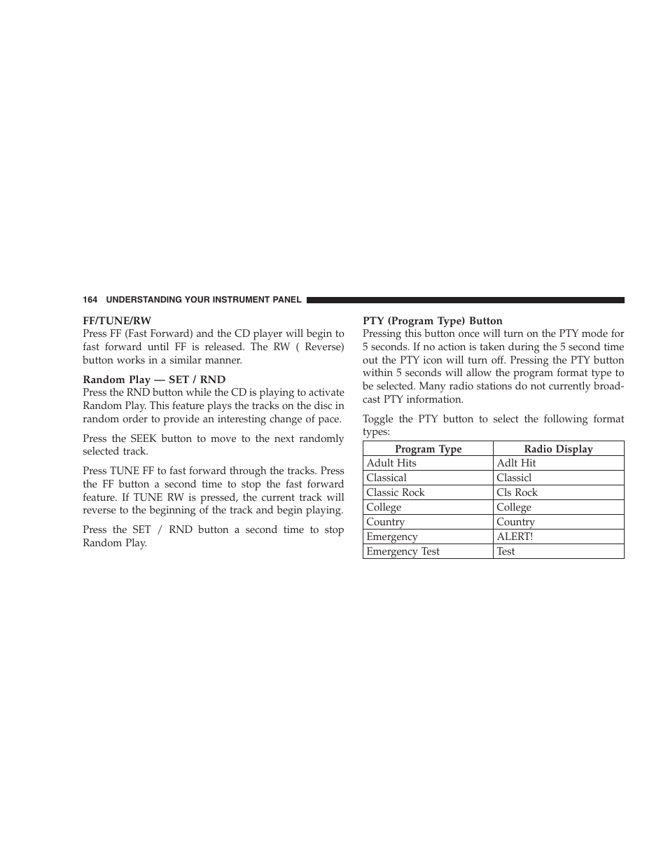 Chrysler 2005 PT Cruiser Convertible User Manual | Page 164 / 360