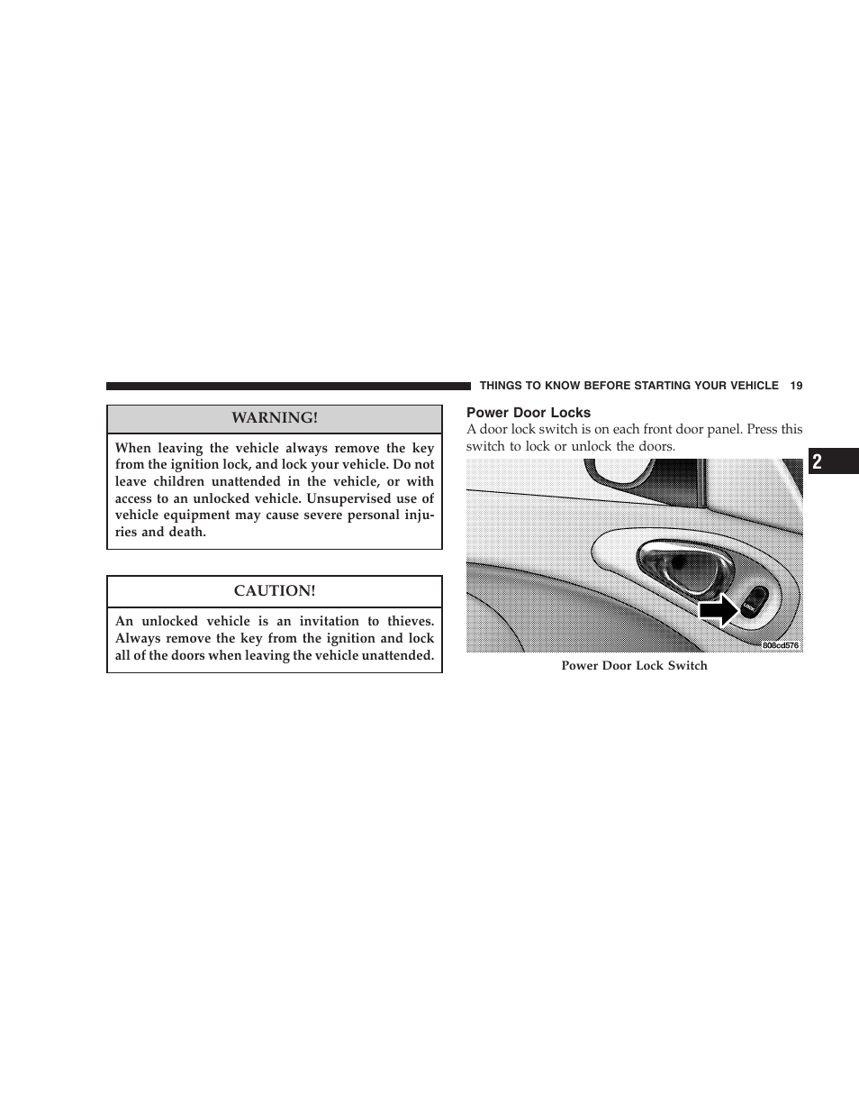 Power door locks | Chrysler 2005 PT Cruiser Convertible User Manual | Page 19 / 360