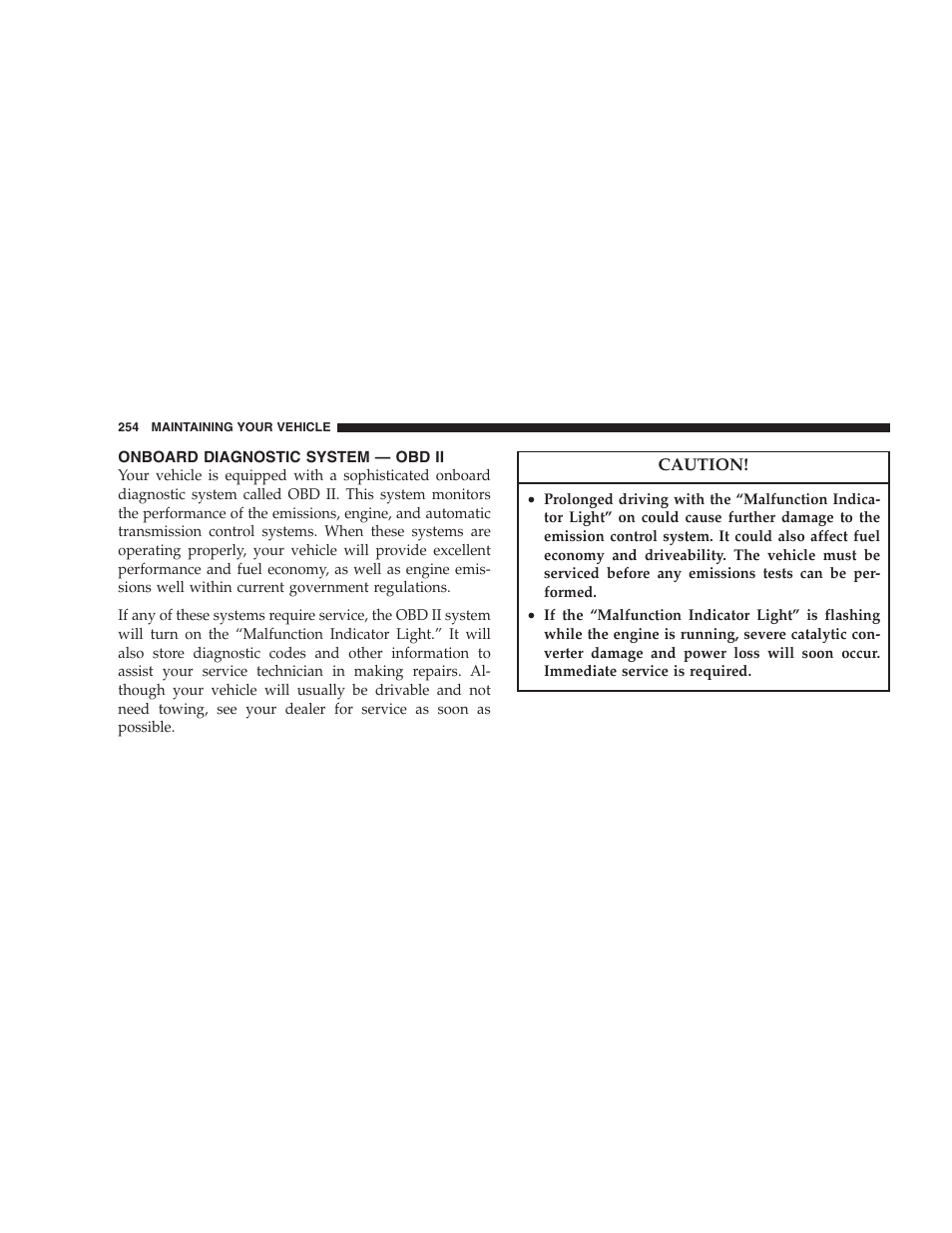 Onboard diagnostic system — obd ii | Chrysler 2005 PT Cruiser Convertible User Manual | Page 254 / 360