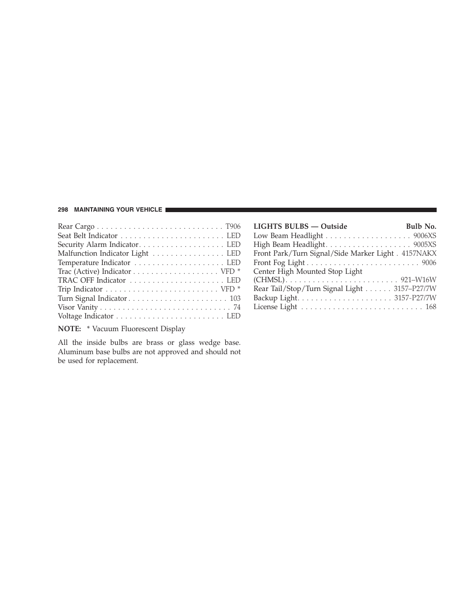 Chrysler 2005 PT Cruiser Convertible User Manual | Page 298 / 360