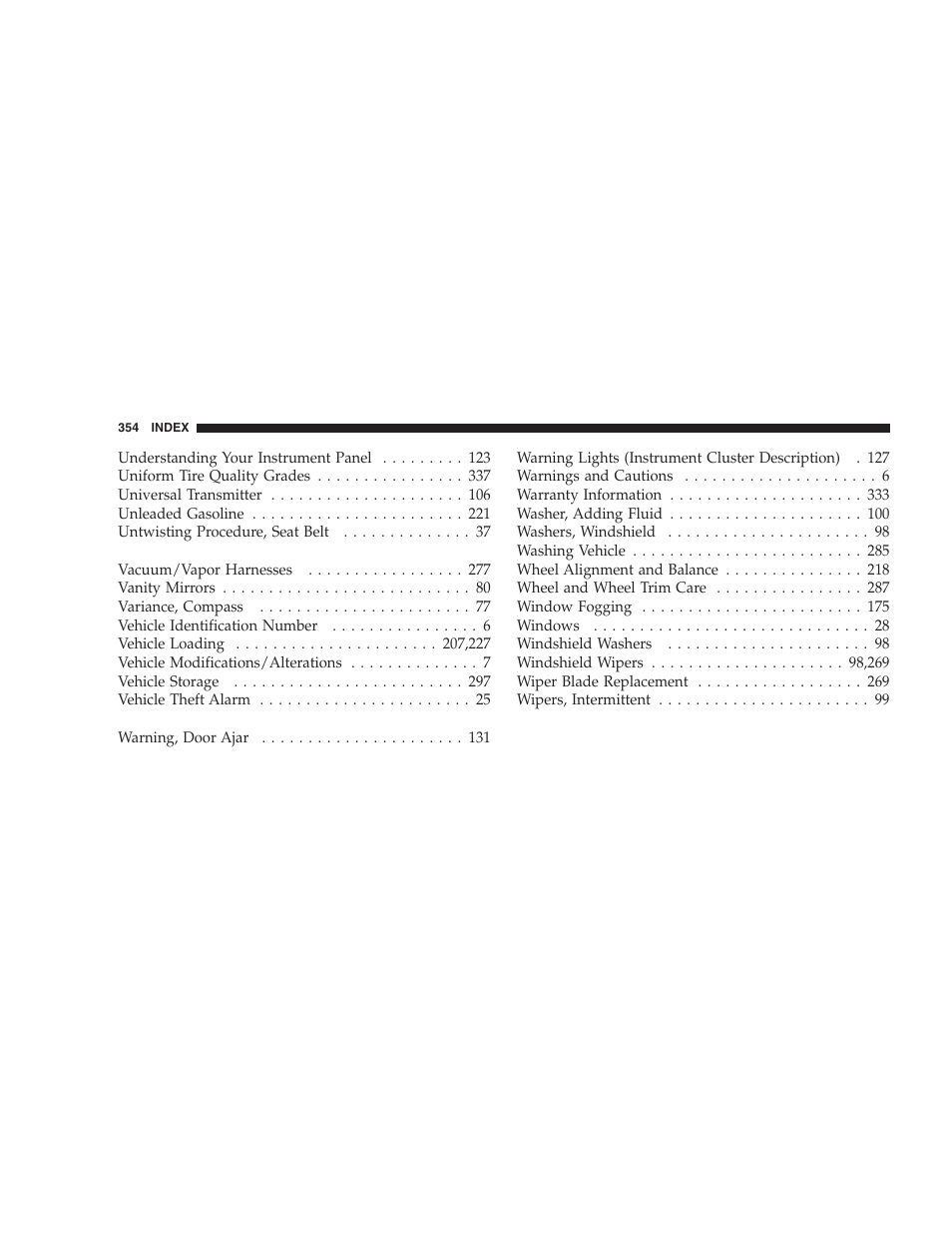 Chrysler 2005 PT Cruiser Convertible User Manual | Page 354 / 360