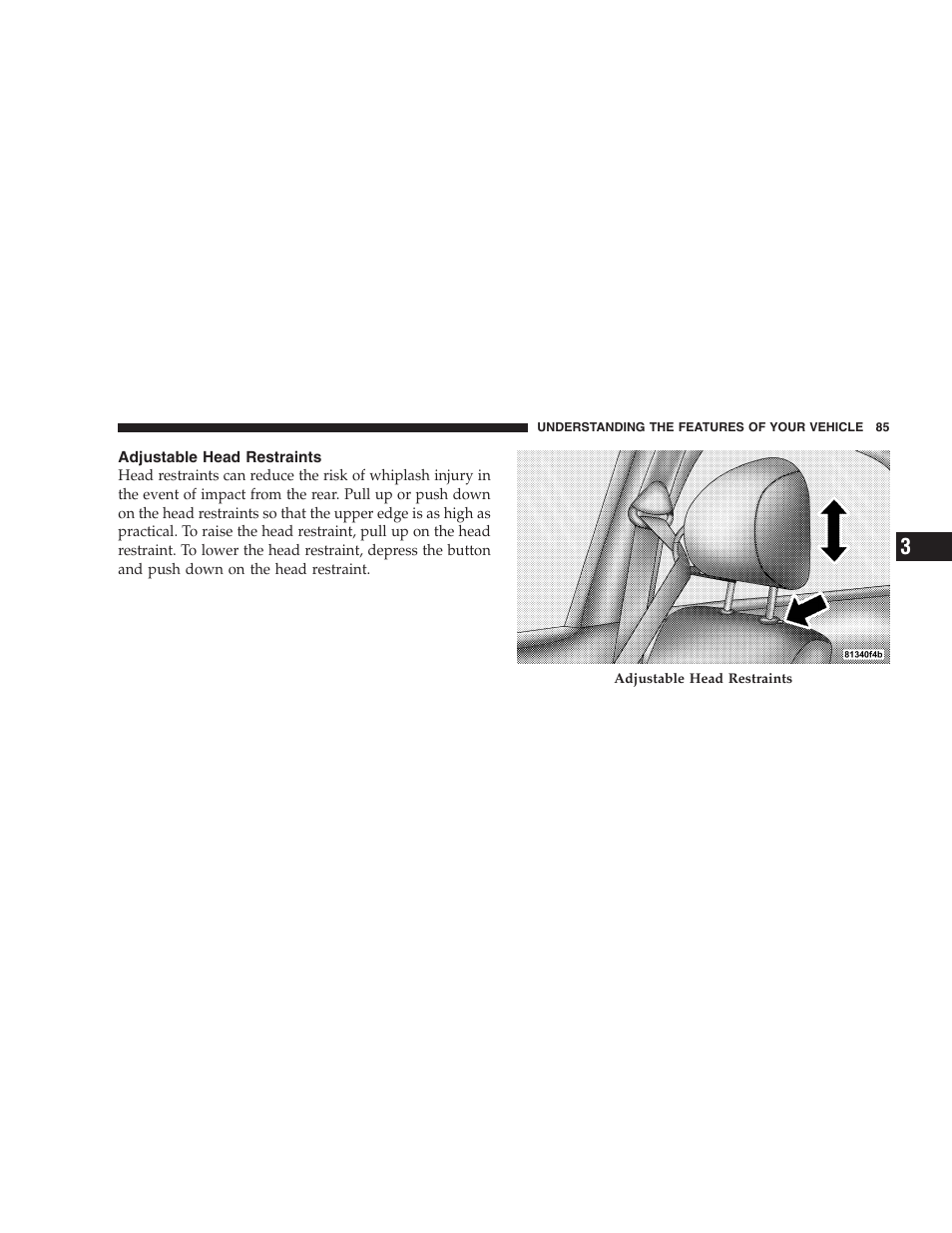 Adjustable head restraints | Chrysler 2005 PT Cruiser Convertible User Manual | Page 85 / 360