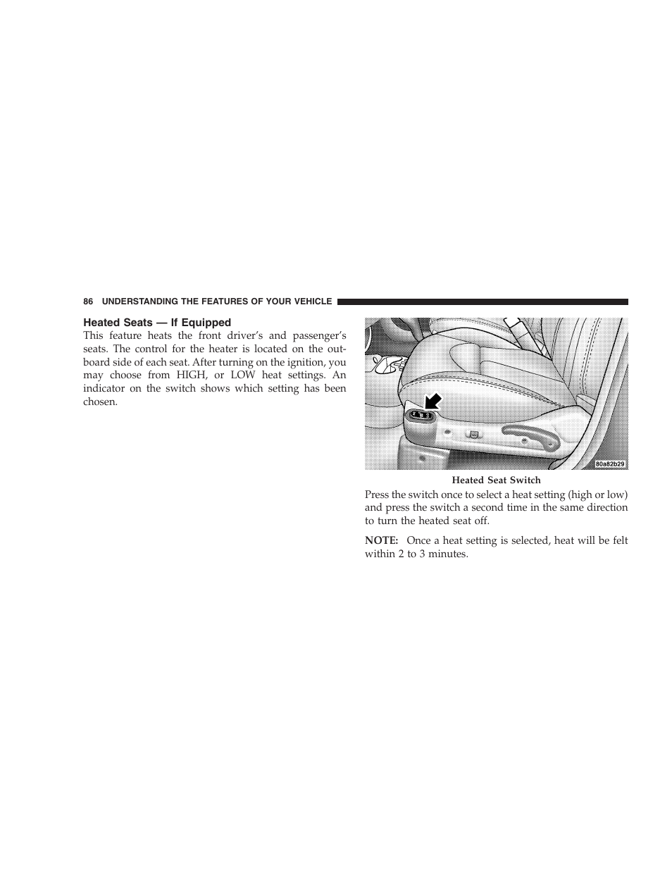 Heated seats — if equipped | Chrysler 2005 PT Cruiser Convertible User Manual | Page 86 / 360