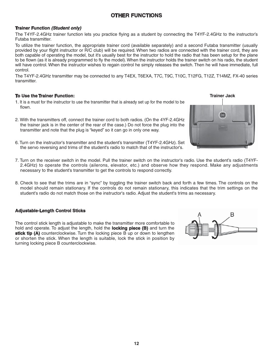 Futaba 4YF 2.4GHz FHSS User Manual | Page 12 / 15