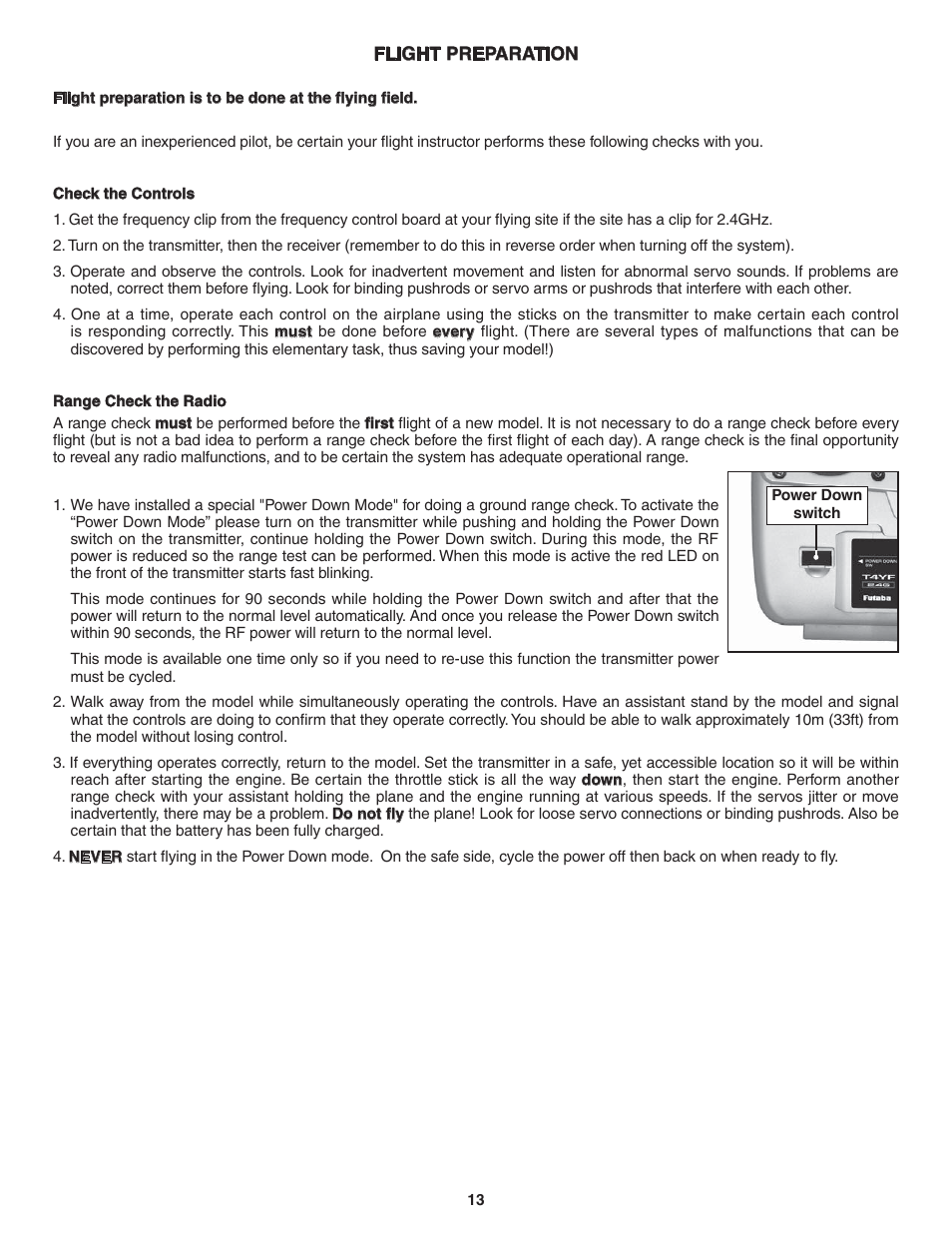 Futaba 4YF 2.4GHz FHSS User Manual | Page 13 / 15