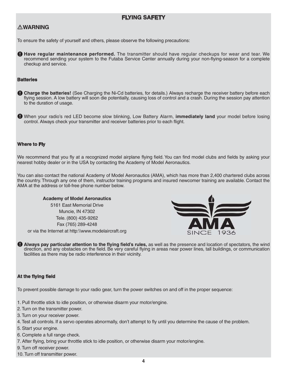 Futaba 4YF 2.4GHz FHSS User Manual | Page 4 / 15