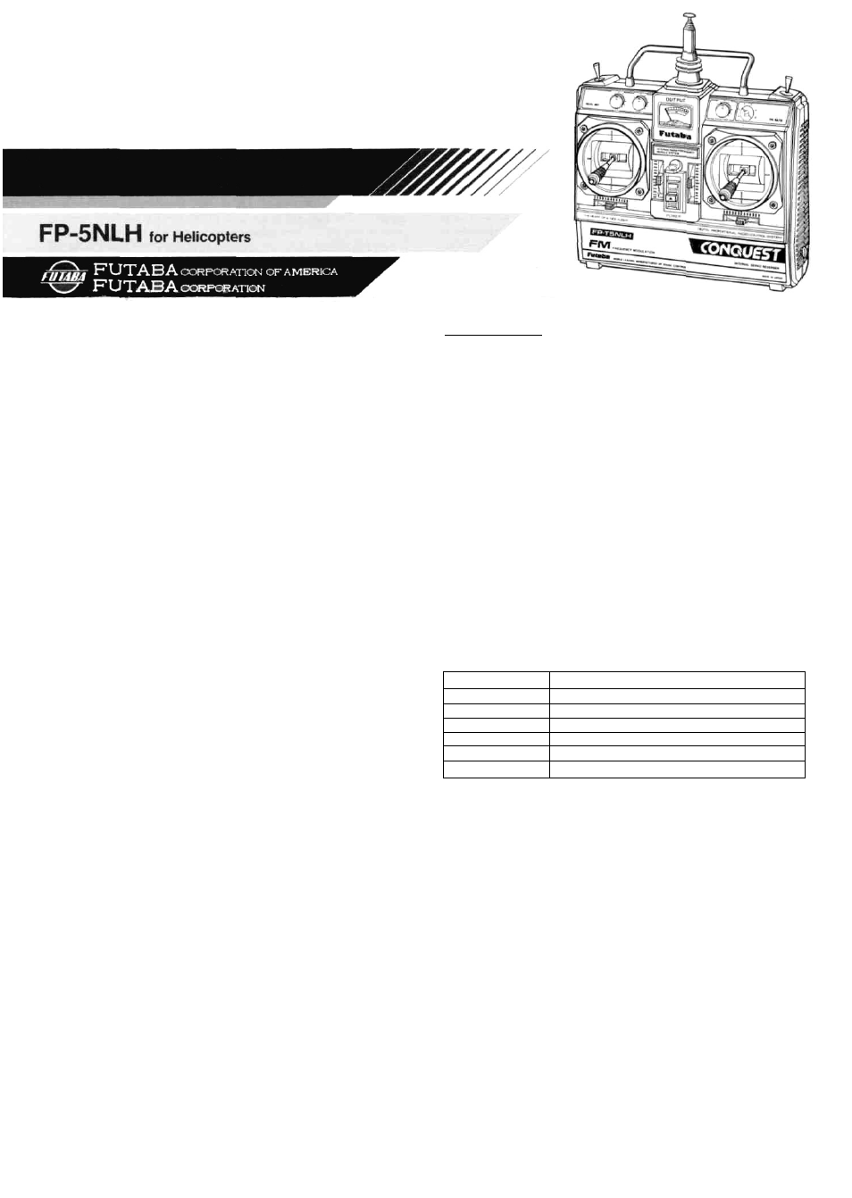 Futaba 5NLH FM User Manual | 6 pages