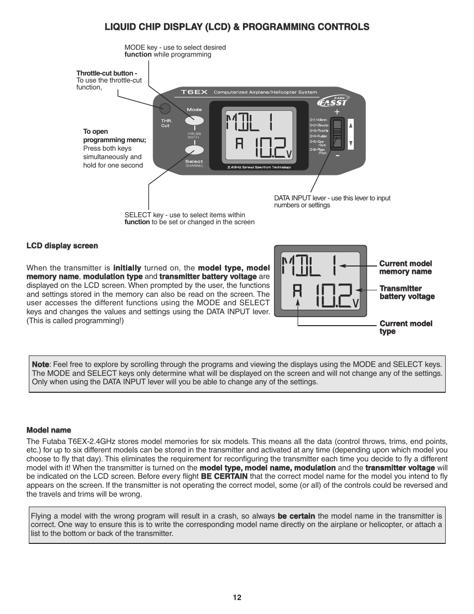 Futaba 6EX 2.4GHz User Manual | Page 12 / 38