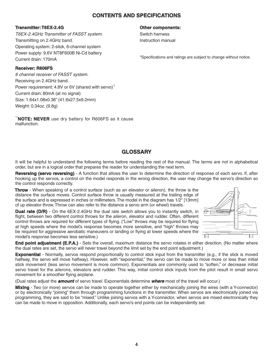 Futaba 6EX 2.4GHz User Manual | Page 4 / 38