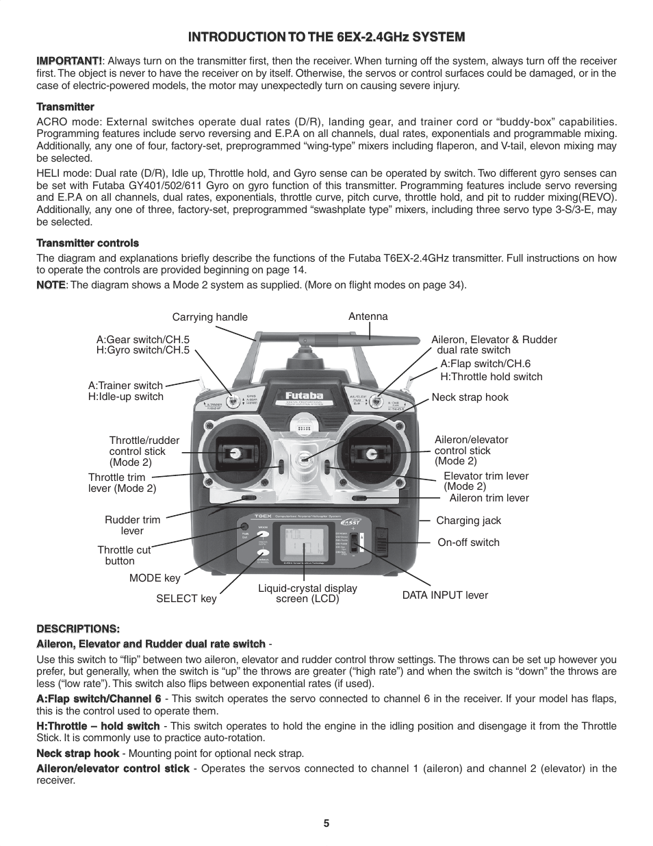 Futaba 6EX 2.4GHz User Manual | Page 5 / 38