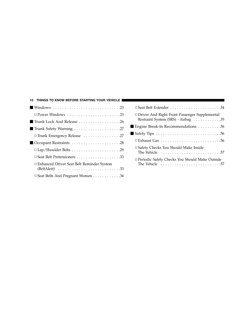 Chrysler 2005 300 SRT8 User Manual | Page 10 / 320