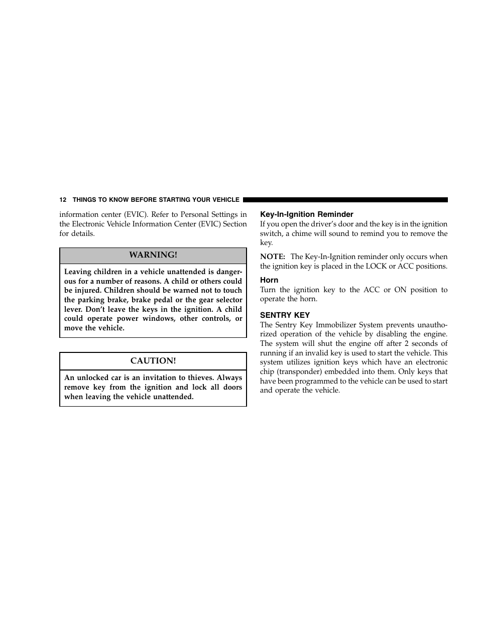 Chrysler 2005 300 SRT8 User Manual | Page 12 / 320