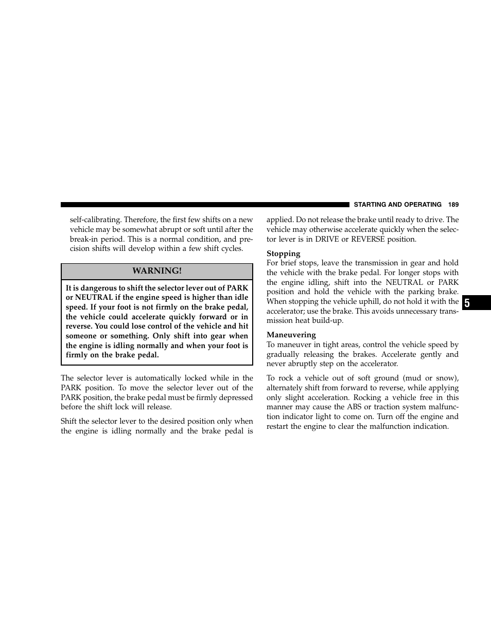 Chrysler 2005 300 SRT8 User Manual | Page 189 / 320