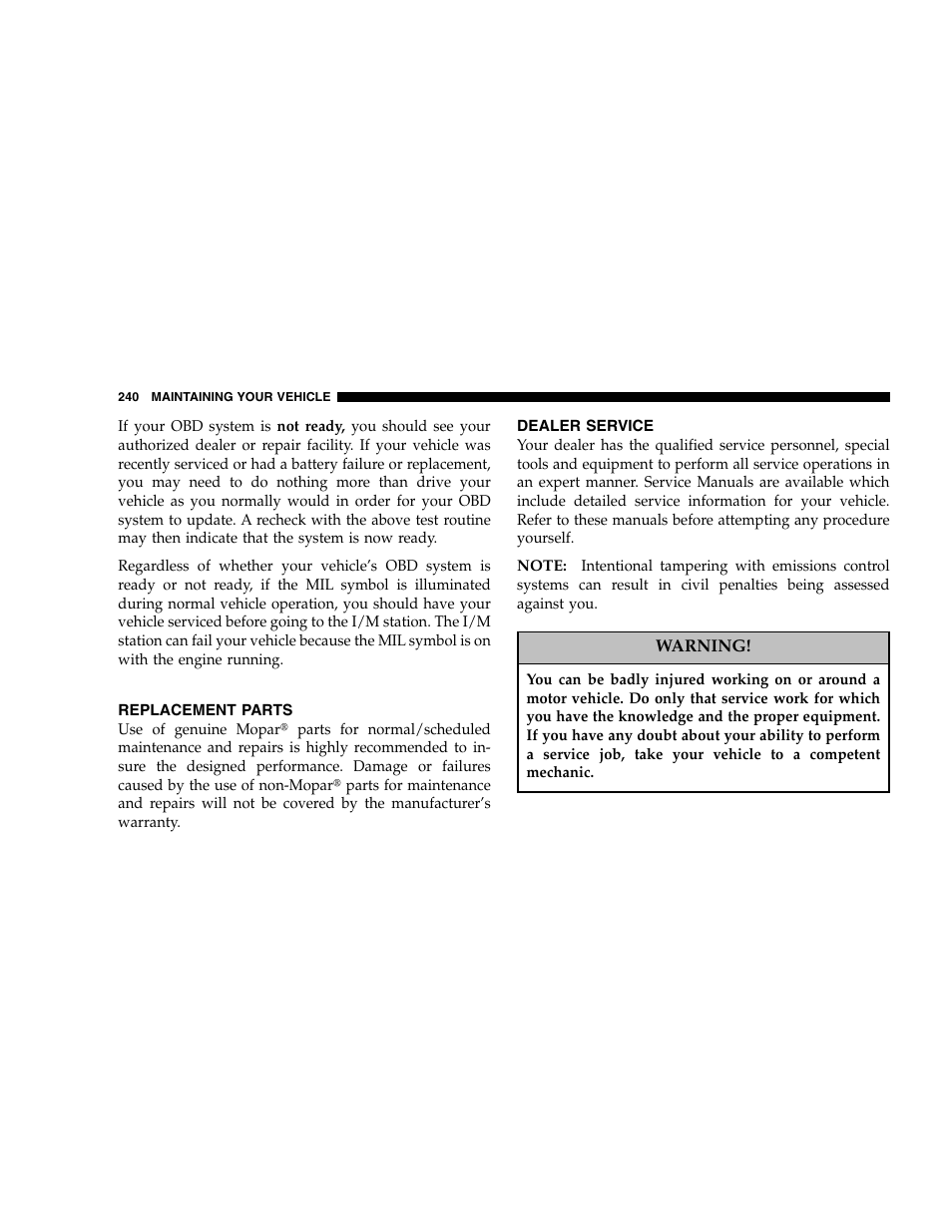 Chrysler 2005 300 SRT8 User Manual | Page 240 / 320