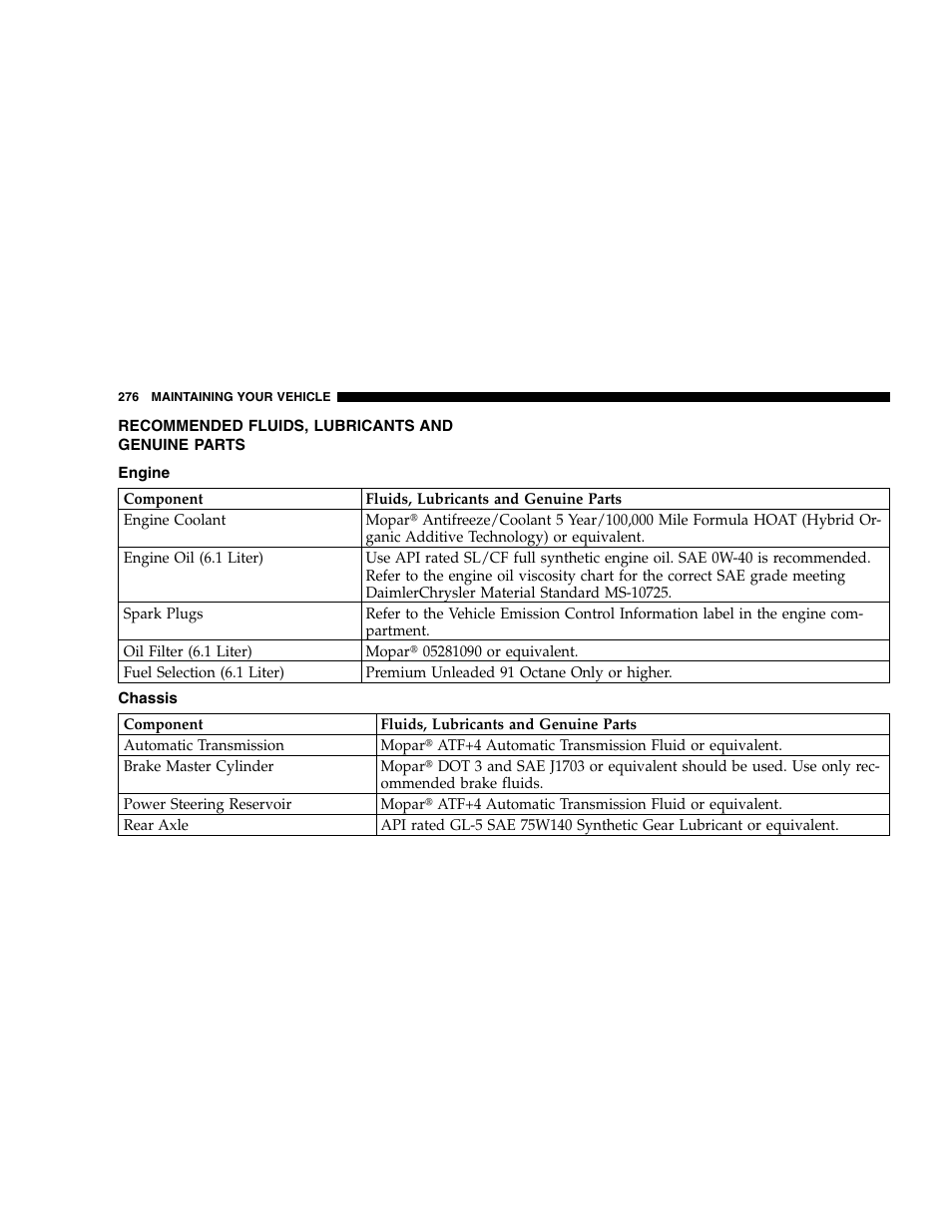 Chrysler 2005 300 SRT8 User Manual | Page 276 / 320