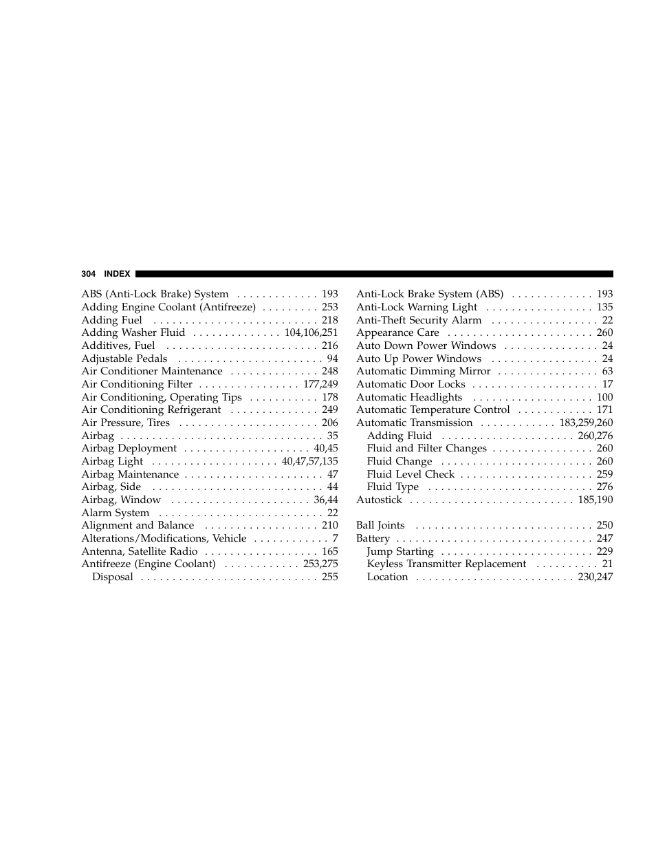 Chrysler 2005 300 SRT8 User Manual | Page 304 / 320