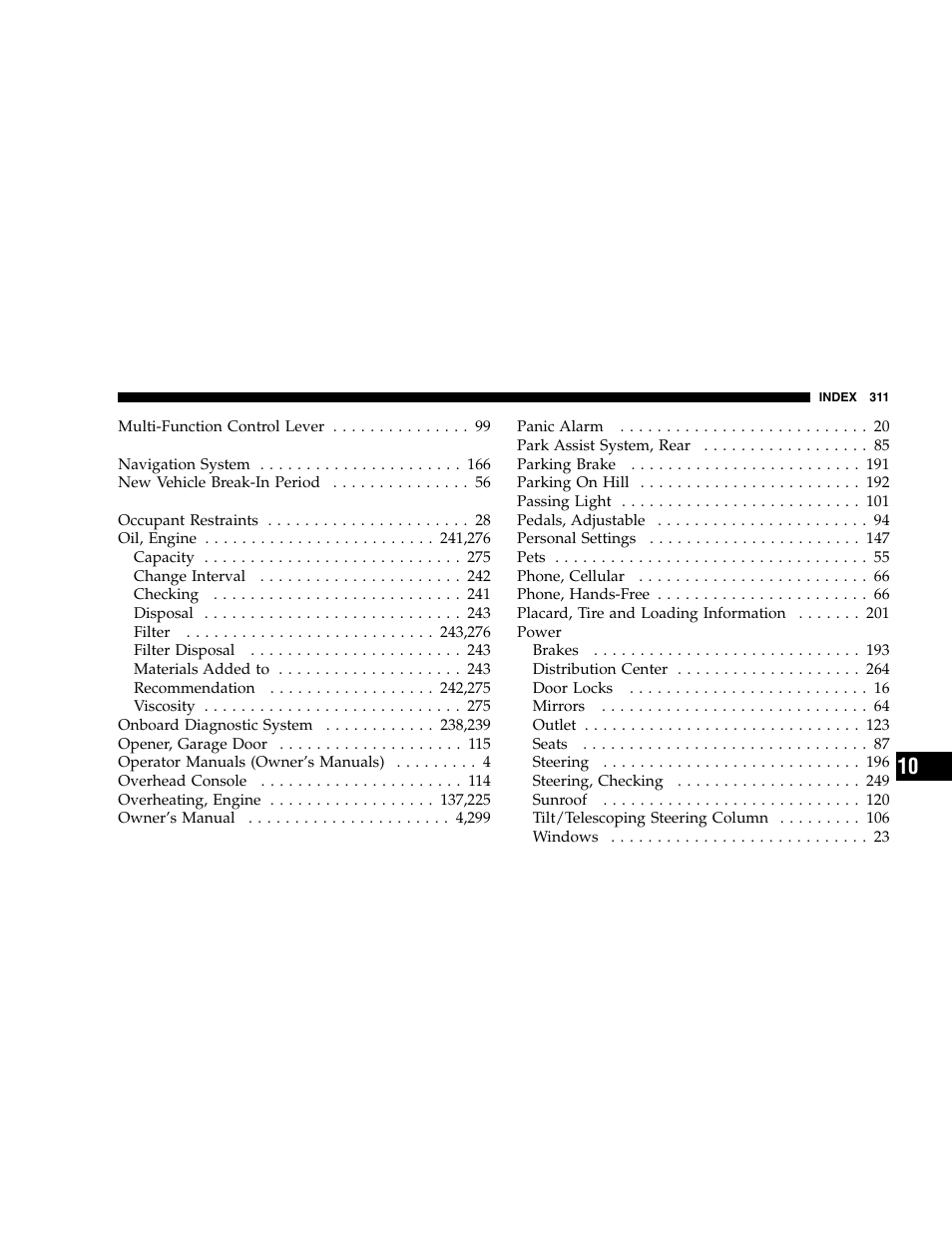 Chrysler 2005 300 SRT8 User Manual | Page 311 / 320