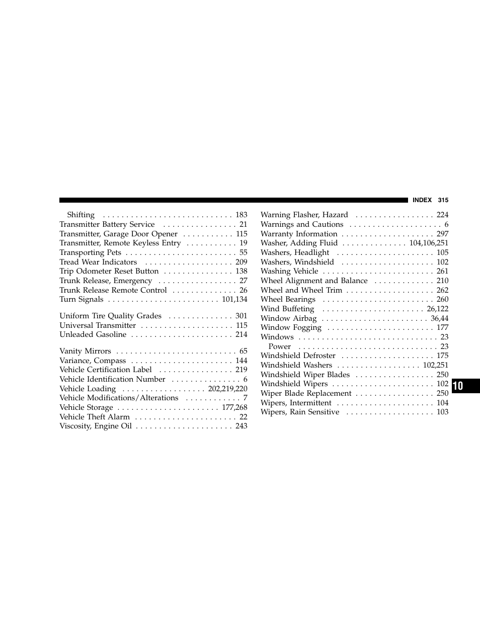 Chrysler 2005 300 SRT8 User Manual | Page 315 / 320