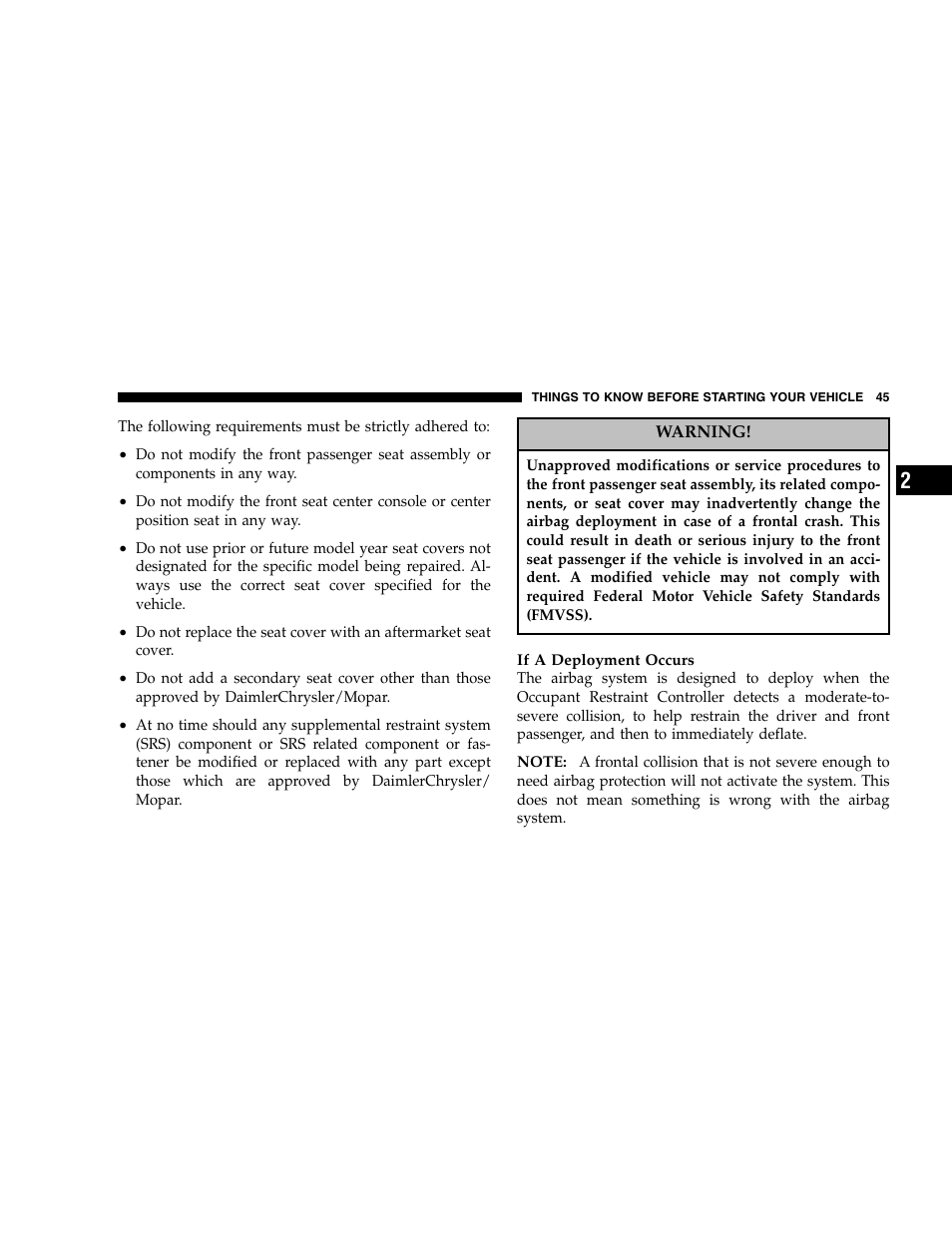 Chrysler 2005 300 SRT8 User Manual | Page 45 / 320