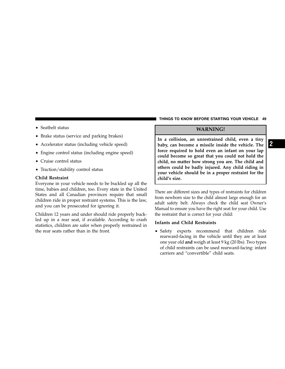 Chrysler 2005 300 SRT8 User Manual | Page 49 / 320