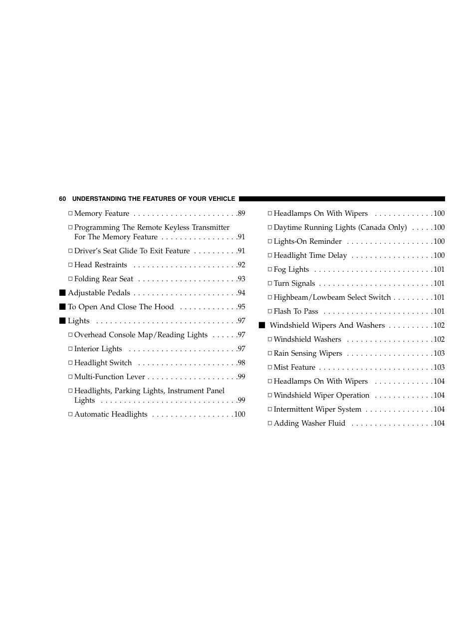 Chrysler 2005 300 SRT8 User Manual | Page 60 / 320
