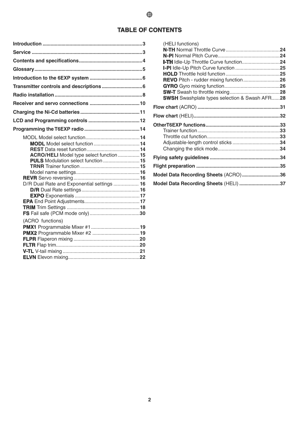 Futaba 6EXP User Manual | Page 2 / 37