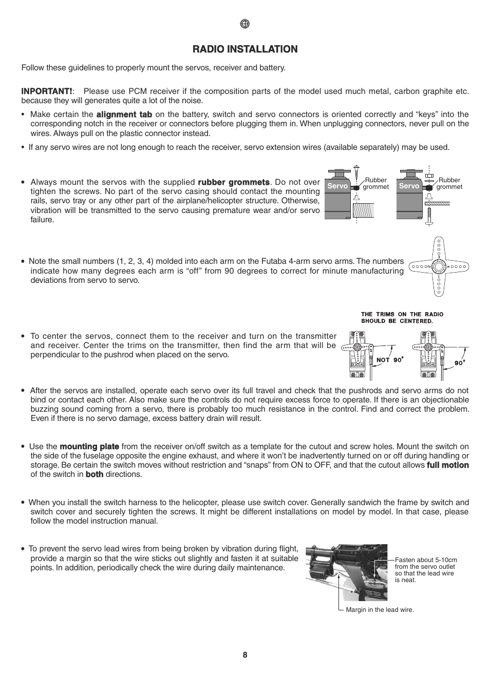 Radio installation | Futaba 6EXP User Manual | Page 8 / 37