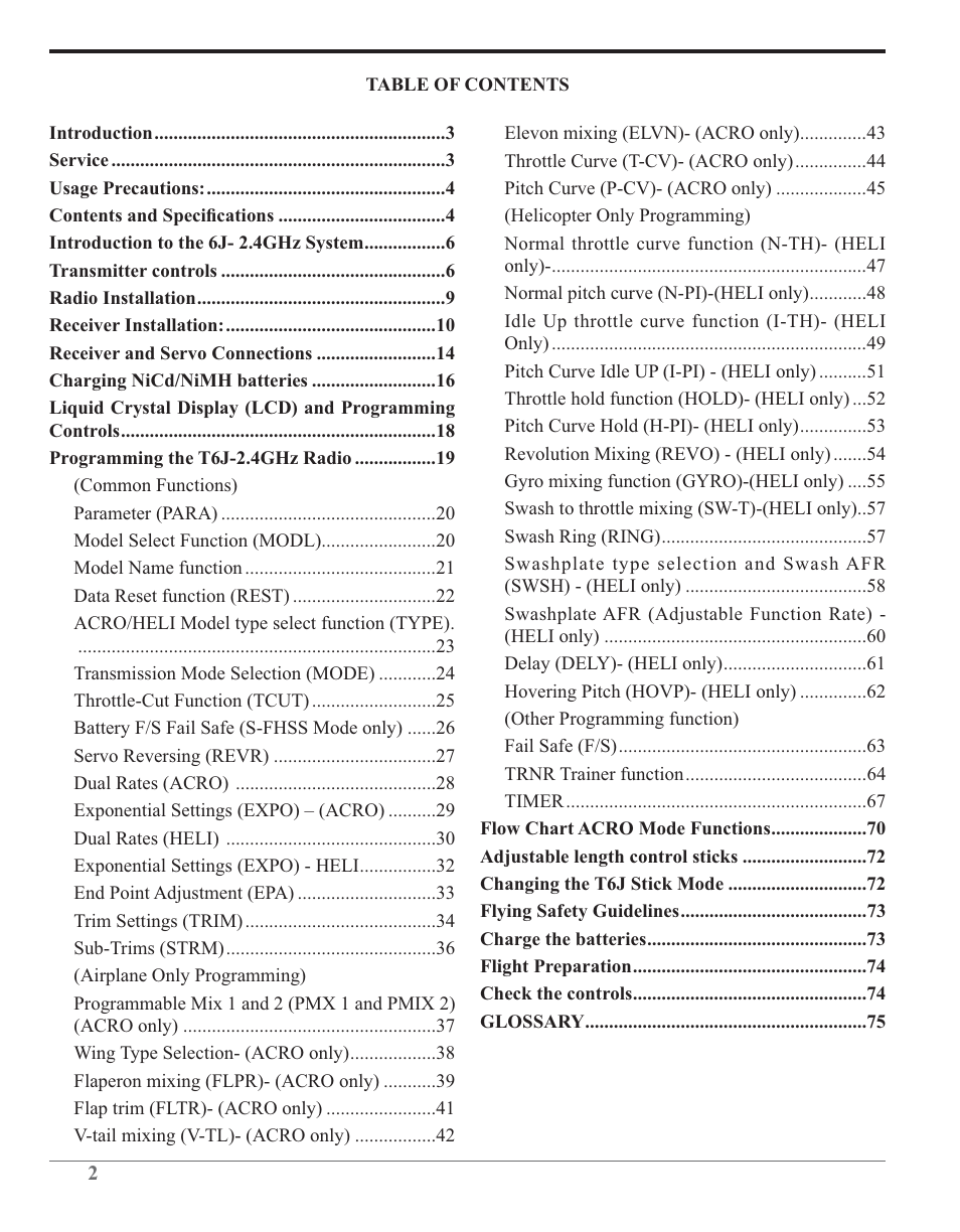 Futaba 6J 2.4GHz User Manual | Page 2 / 94