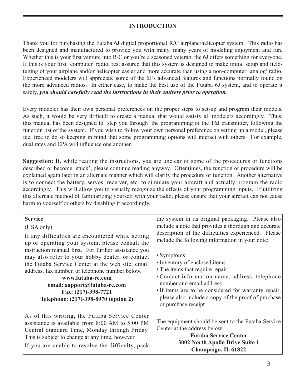 Futaba 6J 2.4GHz User Manual | Page 3 / 94