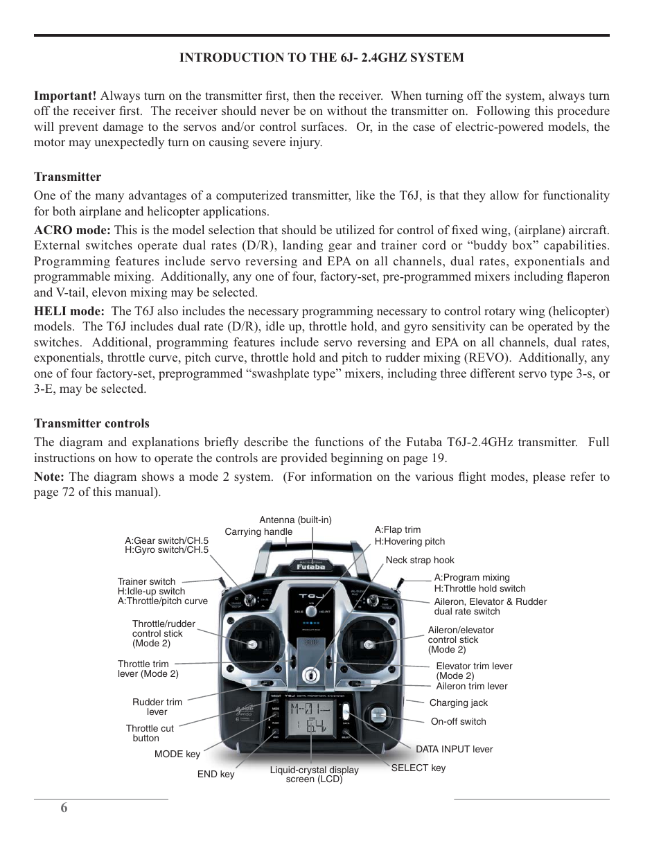 Futaba 6J 2.4GHz User Manual | Page 6 / 94