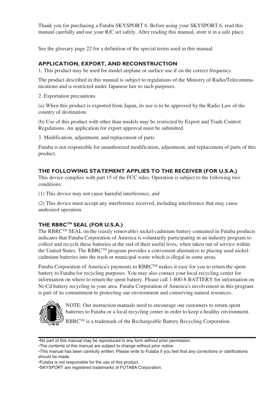 Futaba 6YF User Manual | 22 pages