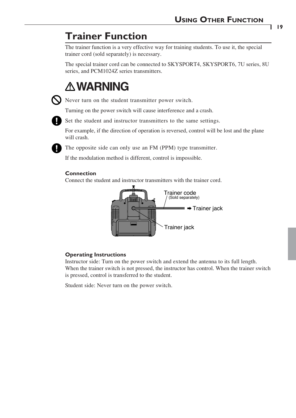 Trainer function | Futaba 6YF User Manual | Page 18 / 22