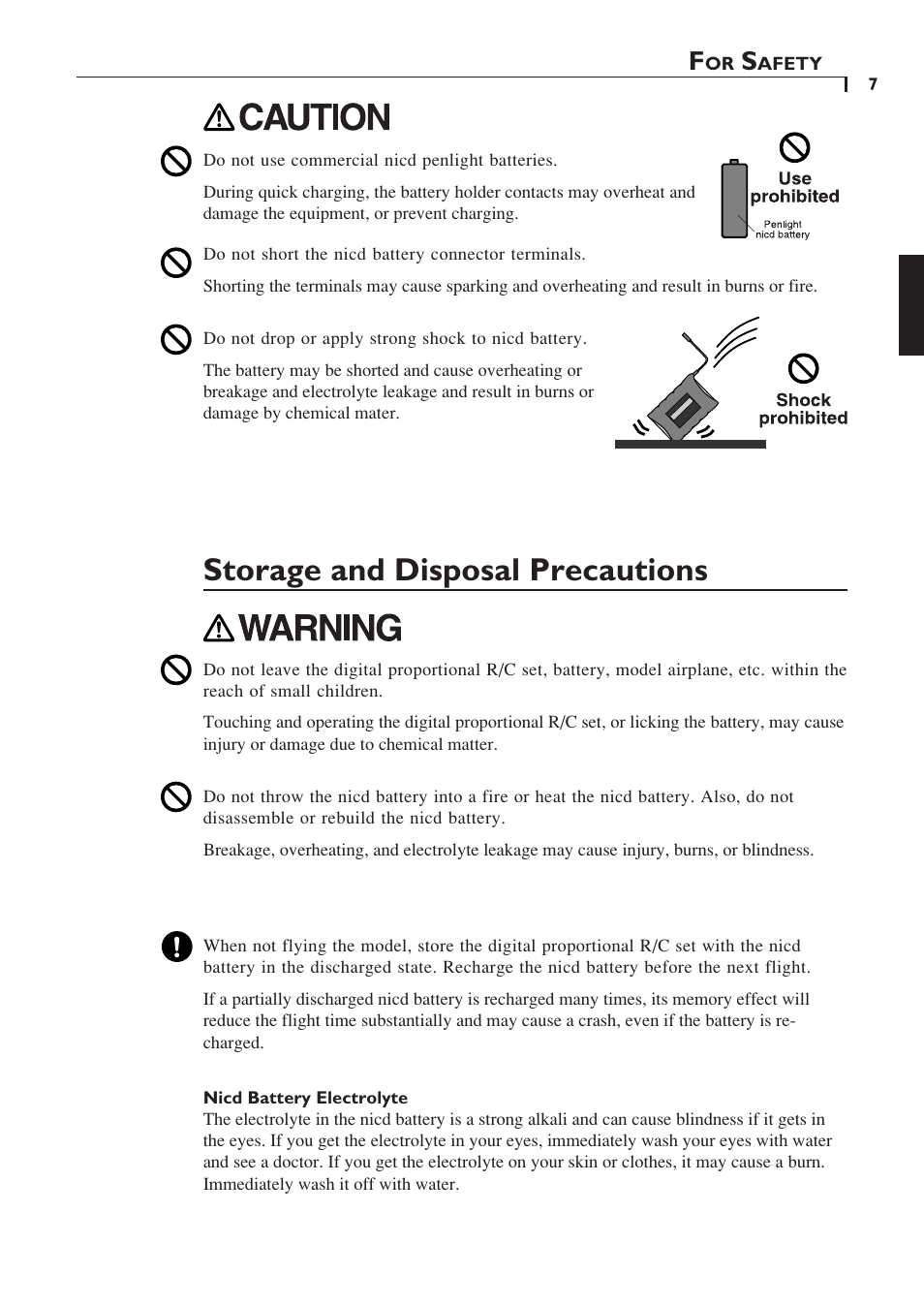 Storage and disposal precautions | Futaba 6YF User Manual | Page 6 / 22